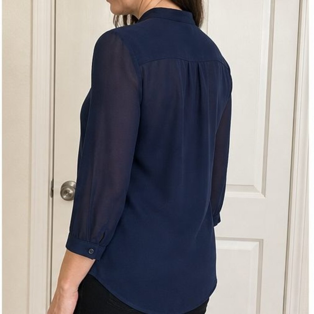 Navy Button Blouse - Picture 3 of 6